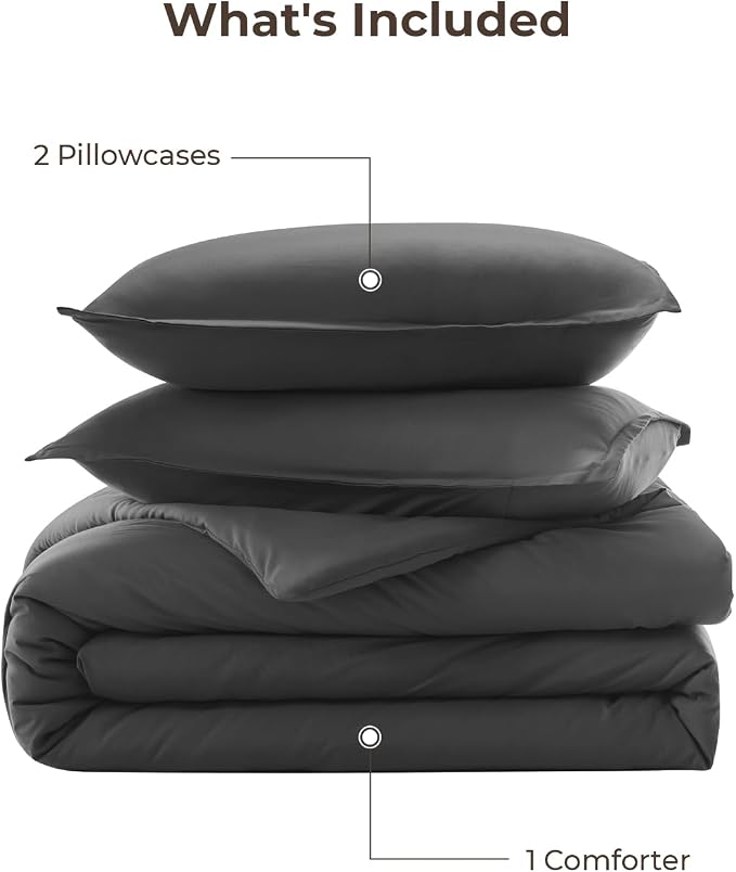 Litanika Comforter Set Dark Grey Oversized King Size, 3 Pieces Lightweight - Image 7