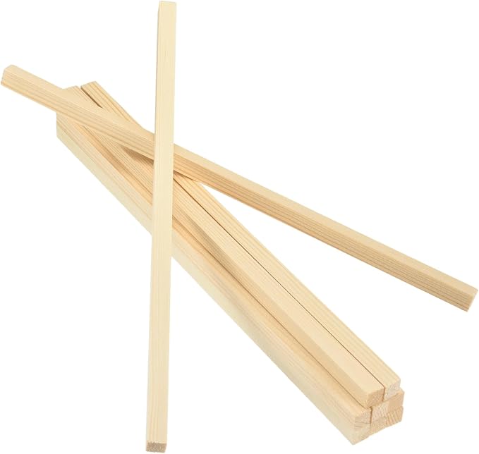 MECCANIXITY 10Pcs Wood Strips Slats, 3/8" x 3/8" x 12" Thin Wood Sticks Flat by MECCANIXITY