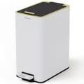 Stainless Steel 4 Gallon Slim Trash Can with Lid,15L Bathroom Garbage Can with Removable Wastebasket, Rectangular Garbage Cans for Office、 Bathroom,、Kitchen (White)