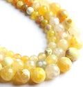 45pcs Round Loose Yellow Fire Agate Beads by Yochus
