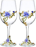 Simcat Handmade Painted Enamel Flower Glass Wine Glasses Transparent Refined by Simcat