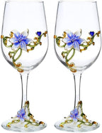 Simcat Handmade Painted Enamel Flower Glass Wine Glasses Transparent Refined by Simcat