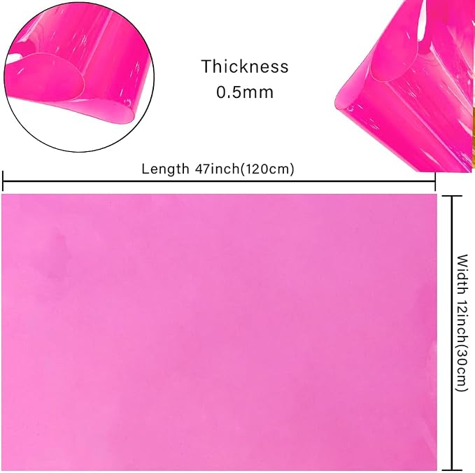 HYANG DeepPink Transparent PVC Super Clear Holographic Vinyl Faux Leather - Image 4
