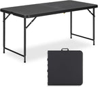 4ft Folding Table with Adjustable Height, 2-Level Foldable Table with HDPE Top by GlowitLian