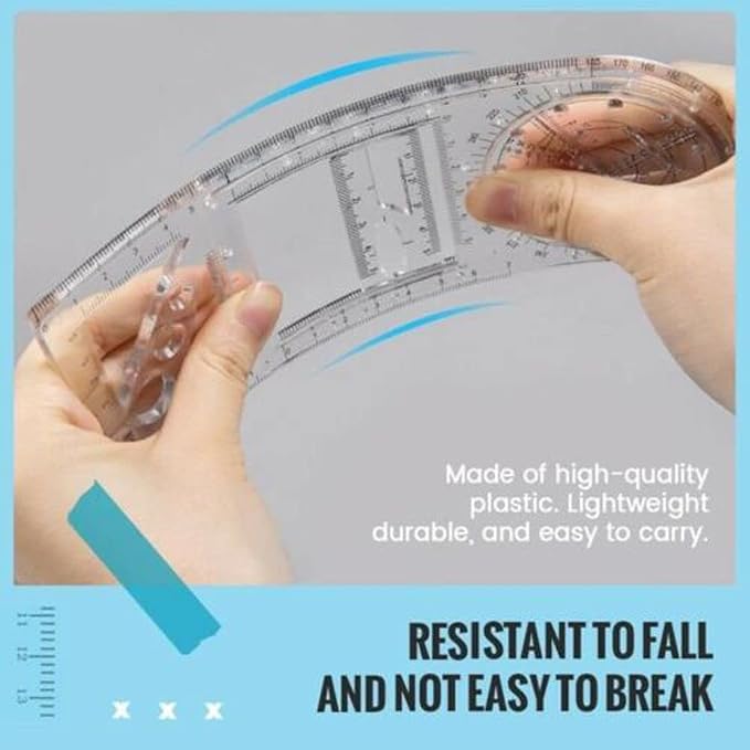 1PCS Multifunctional Geometric Ruler Geometric Drawing Template Measuring Tool - Image 4
