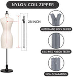Dark Grey 28" Nylon Coil Zipper Non-Separating Closed End – Replacement Zipper - Image 2