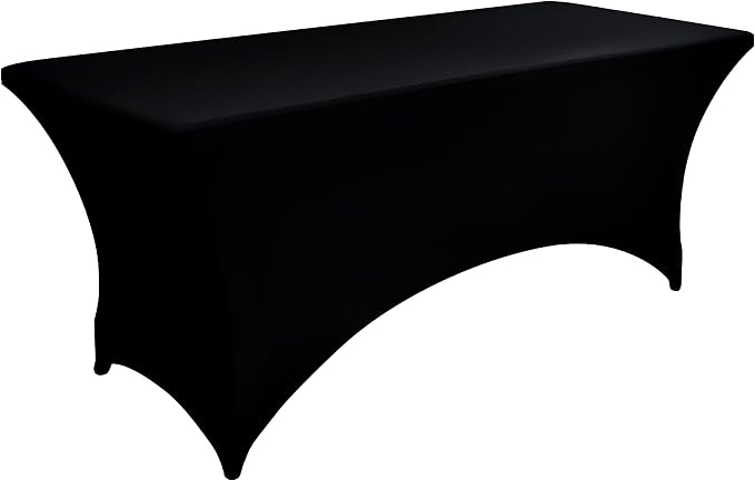 10-Pack 8ft Black Spandex Table Covers - Image 8