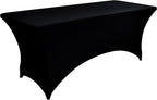 10-Pack 6ft Black Spandex Table Covers - Image 9