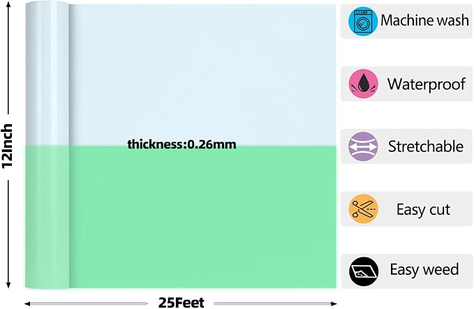 guangyintong Glow in The Dark Heat Transfer Vinyl Green 12" x 25ft | Luminous - Image 2