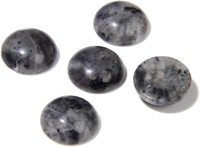 20pcs 4mm Natural Stone No Hole Black Labradorite Semicircle Smooth Cabochons by 2TTFishoo