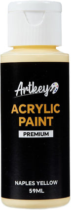 Artkey Naples Yellow Acrylic Paint - 2oz/59ml Acrylic Paints Professional by Artkey