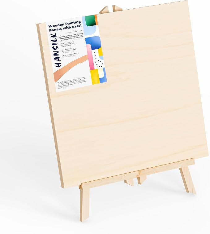 Wooden Canvas Panels with Easel Set – Complete Art Supplies by HANSILK
