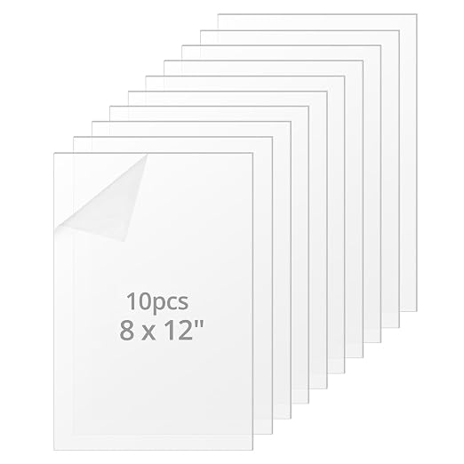 QWORK 10 Pack Clear Acrylic Sheets 8x12" - 2mm Thick by QWORK