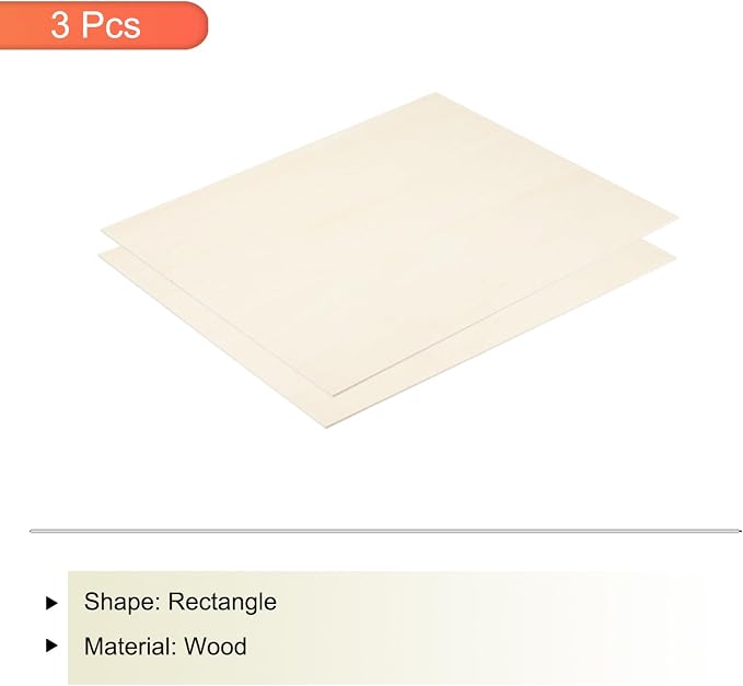 MECCANIXITY 3pcs Basswood Sheets 12 x 12 x 5/32 Inch Unfinished Wood Boards - Image 3