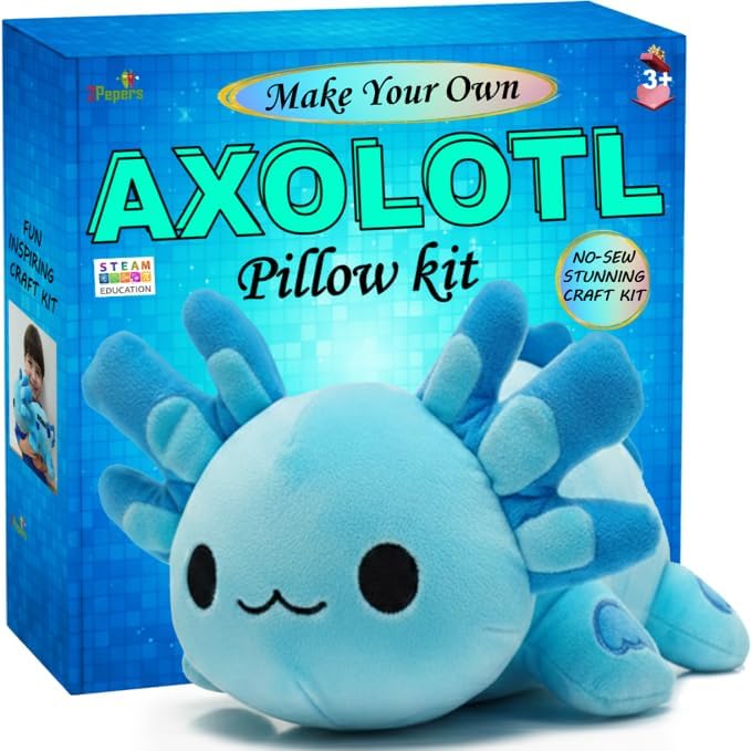 Axolotl Plushie Kit, DIY Animal Toy Crafts by 2Pepers