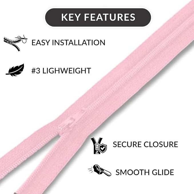 7 inch #3 Non-Separating Nylon Coil Jacket Zipper, Closed-End Heavy-Duty Nylon - Image 6