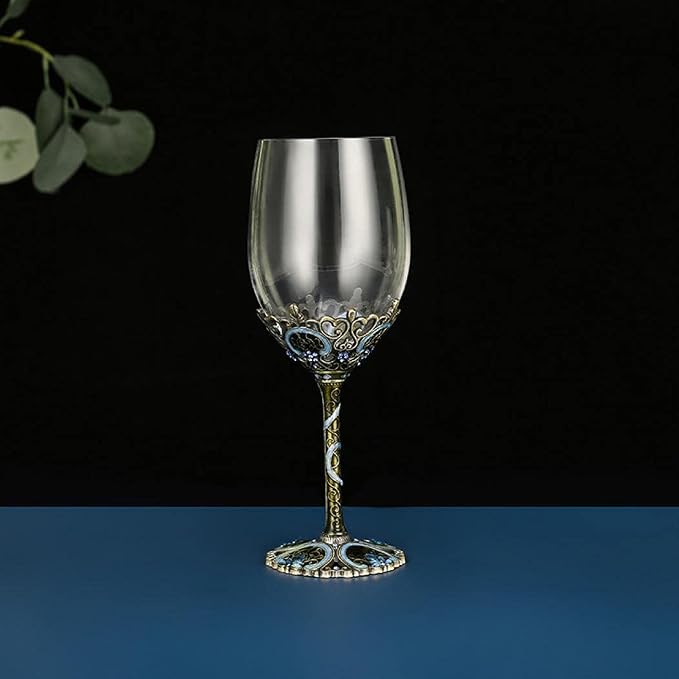 Simcat Handmade Painted Enamel Flower Glass Wine Glasses Transparent Refined - Image 3