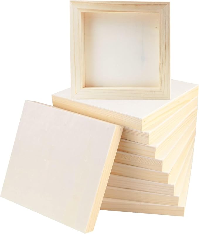 FSWCCK 10 Pack 6 x 6 inch Wood Panel Boards, Unfinished Wood Canvas Panels by FSWCCK