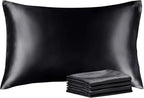 BEDELITE Satin Pillowcase with Zipper 4 Pack, Dark Grey Pillow Cases Queen Size by BEDELITE