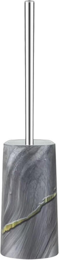 Marble Colored Toilet Brush and Holder Set,Stainless Steel Long Handle and Marble Colored Base for Bathroom Deep Cleaning，Space Saving for Storage，Drip-Proof，Dark Gray