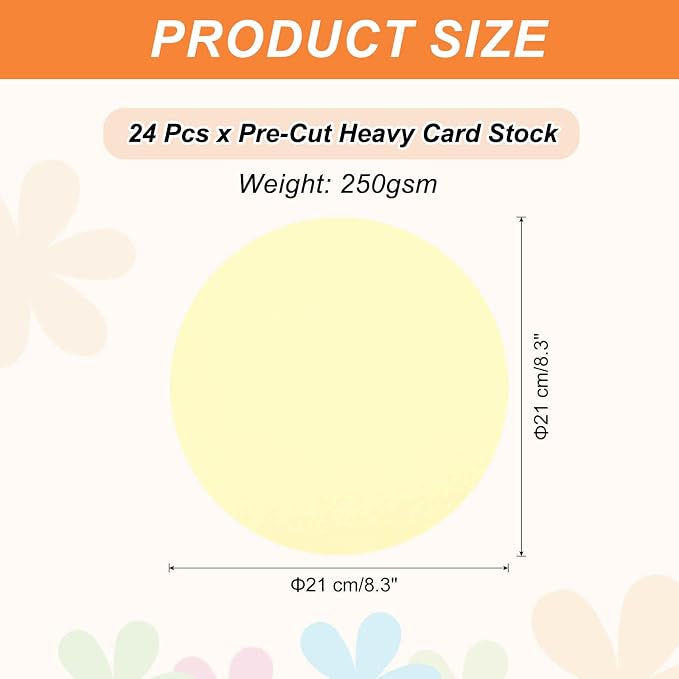 MECCANIXITY 24 Pcs Circle Card Stock, 8.3 Inch Round Cutouts Paper Thick - Image 2