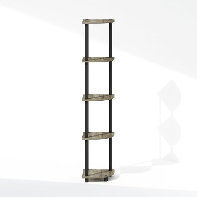 Furinno Turn-N-Tube Storage Shelves, 5-Tier Book Shelf, Corner Shelf, Toolless - Image 5