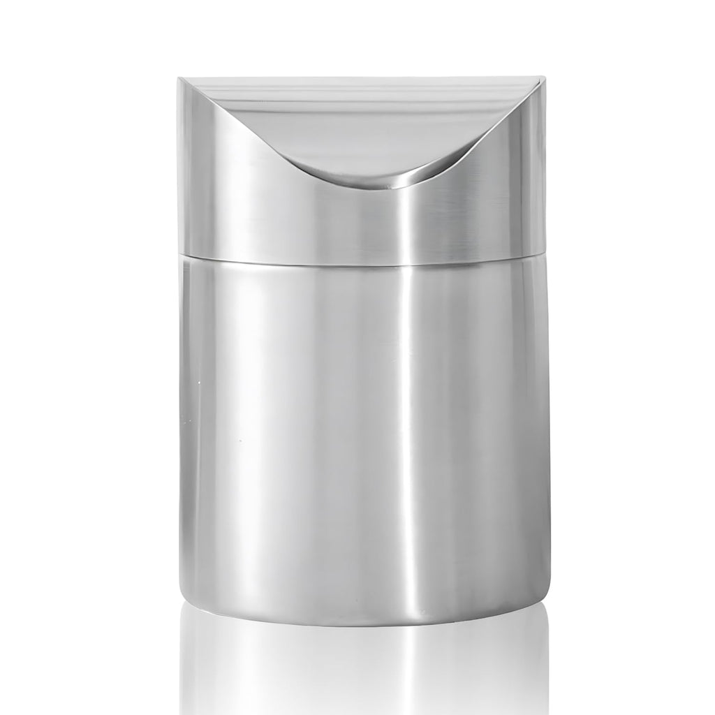 Mini Trash Can, Tiny Desktop Trash Bin with Swing Lid, Stainless Steel Bathroom Countertop Garbage Cans Kitchen Waste Bins with Trash Bag