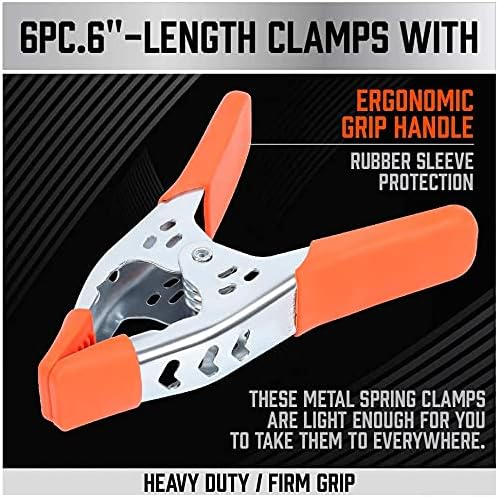 HORUSDY 12-Pack 6 Inch Spring Clamps, Heavy Duty Metal Clamp Set - Image 2