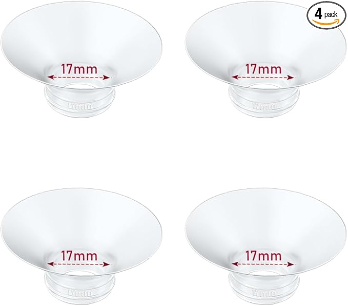 Flange Insert 4PCS 17mm Compatible with Momcozy M9/M6/M5/S12 Pro/V1 Pro/V2 pro, Spectra/Medela/Elvie/NCVI/TSRETE/eufy/Lansinoh/Paruu/MomMed Breast Pump 24mm Shields/Flanges (4pcs-17mm)