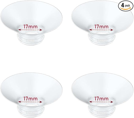 Flange Insert 4PCS 17mm Compatible with Momcozy M9/M6/M5/S12 Pro/V1 Pro/V2 pro, Spectra/Medela/Elvie/NCVI/TSRETE/eufy/Lansinoh/Paruu/MomMed Breast Pump 24mm Shields/Flanges (4pcs-17mm)