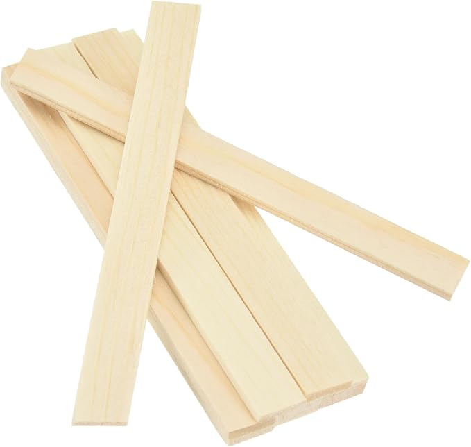 MECCANIXITY 10Pcs Wood Strips Slats, 1/8" x 3/8" x 4" Thin Wood Sticks Flat by MECCANIXITY