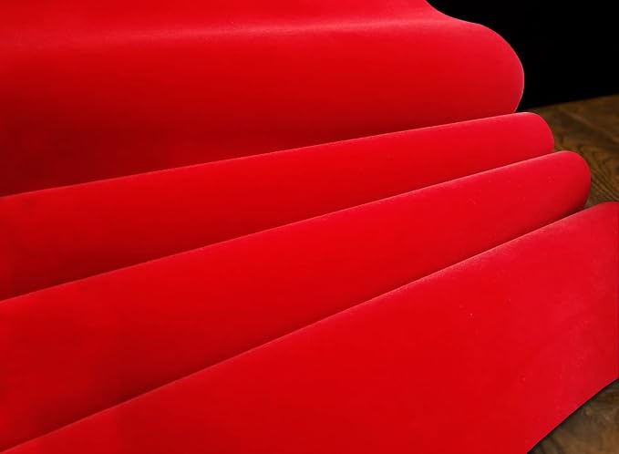 Red Self Adhesive Velvet Fabric Sticky Felt Sheets - Image 3