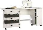 Sauder Folding SewingTable & Craft Cart Storage Cabinet, in Soft White - Image 7