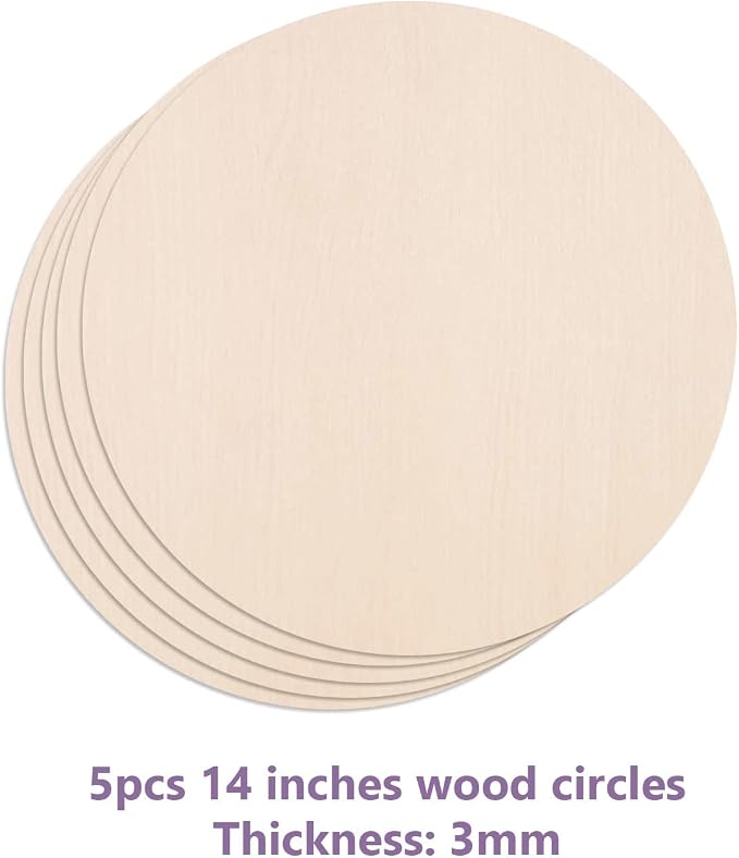 10PCS 14Inch Cutouts Blank Round Wood Slice Wood Circles - Image 3
