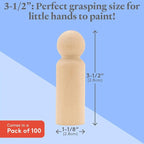 Large Wooden Peg Dolls Unfinished 3.5 inches, Dad Shape, Charming Wood - Image 4