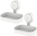 LEVERLOC Soap Holder Suction Cup for Shower, 2 Pack Bar Soap Dish Holder for Shower Wall Mounted NO-Drilling, Plastic Self Draining Removable Vacuum Suction for Bathroom Bathtub Sink