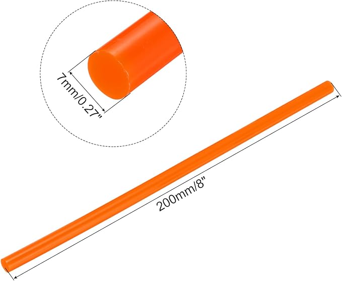 uxcell Mini Hot Glue Sticks for Glue Gun 7mm x 200mm Orange 12pcs - Image 2