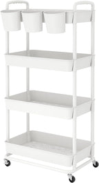 JIUYOTREE 4-Tier Plastic Rolling Storage Cart Utility Cart by JIUYOTREE