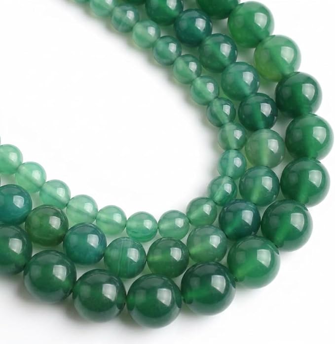 45pcs Round Loose Green Agate Beads by Yochus