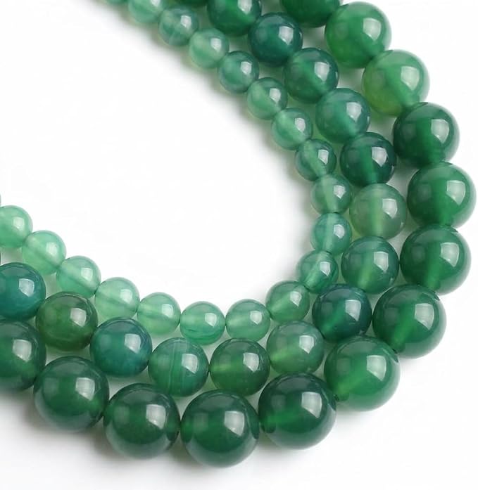 60pcs Round Loose Green Agate Beads by Yochus