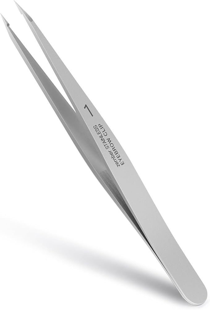 Pointed Tweezers for women Facial hair, Precision Tweezers for Eyebrows by ZERNBER