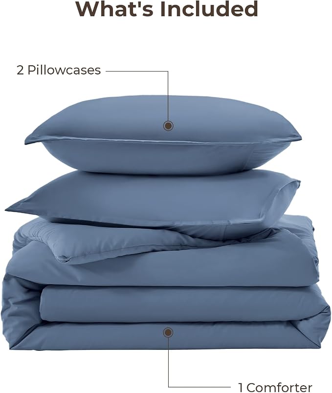 Litanika Haze Blue Comforter King Size, 3 Pieces Lightweight Solid Bedding - Image 7