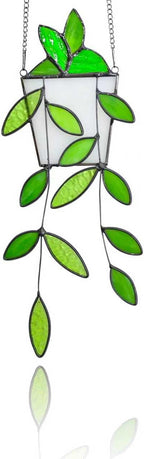 Fake Hanging Plants Greenery Stained Glass Plant Window Hanging Handmade Green by Unknown