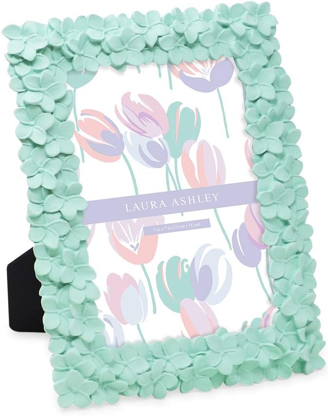 Laura Ashley 5x7 Mint Green Flower Textured Hand-Crafted Resin Picture Frame by Unknown