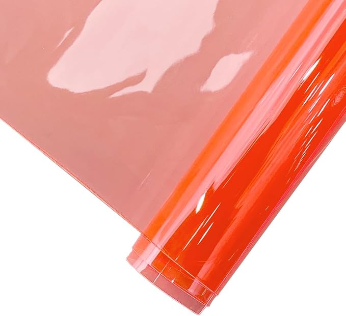 HYANG Tomato Transparent PVC Super Clear Holographic Vinyl Faux Leather Sheets by HYANGHAVEPUPVCALLLEATHER
