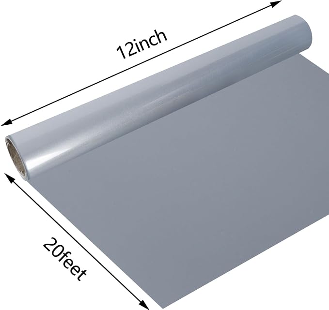 guangyintong Reflective Dark Grey Heat Transfer Vinyl HTV Rolls, Dark Grey HTV - Image 3