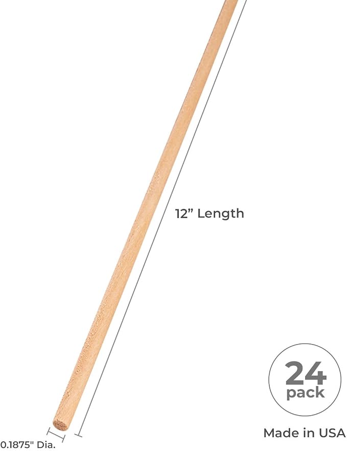 Basswood Craft Dowels – 3/16" x 12" | Smooth Unfinished Basswood Dowel Rods - Image 3