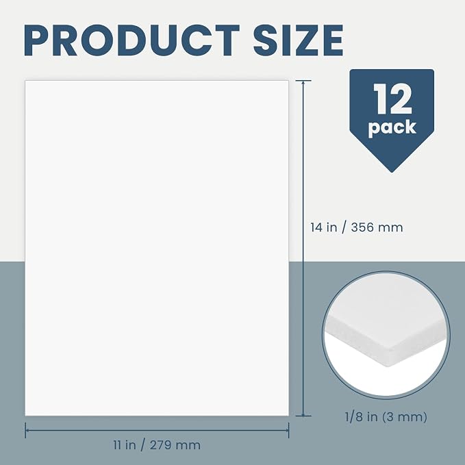 12 Pcs Foam Board 11X14 White Poster Board, Goefun 1/8 Inch Lightweight Acid - Image 2