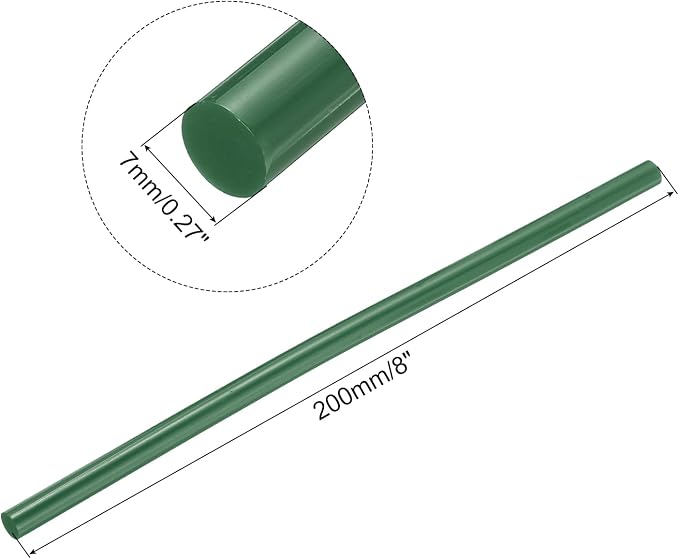 uxcell Mini Hot Glue Sticks for Glue Gun 7mm x 200mm Dark Green 12pcs - Image 2