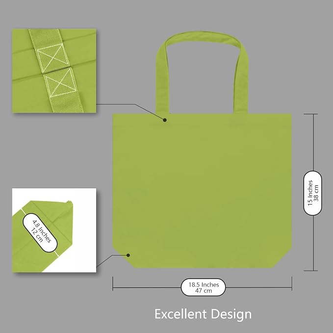 TOPDesign 3-Pack Super Strong Large 12oz Cotton Canvas Tote Bags, Reusable - Image 5